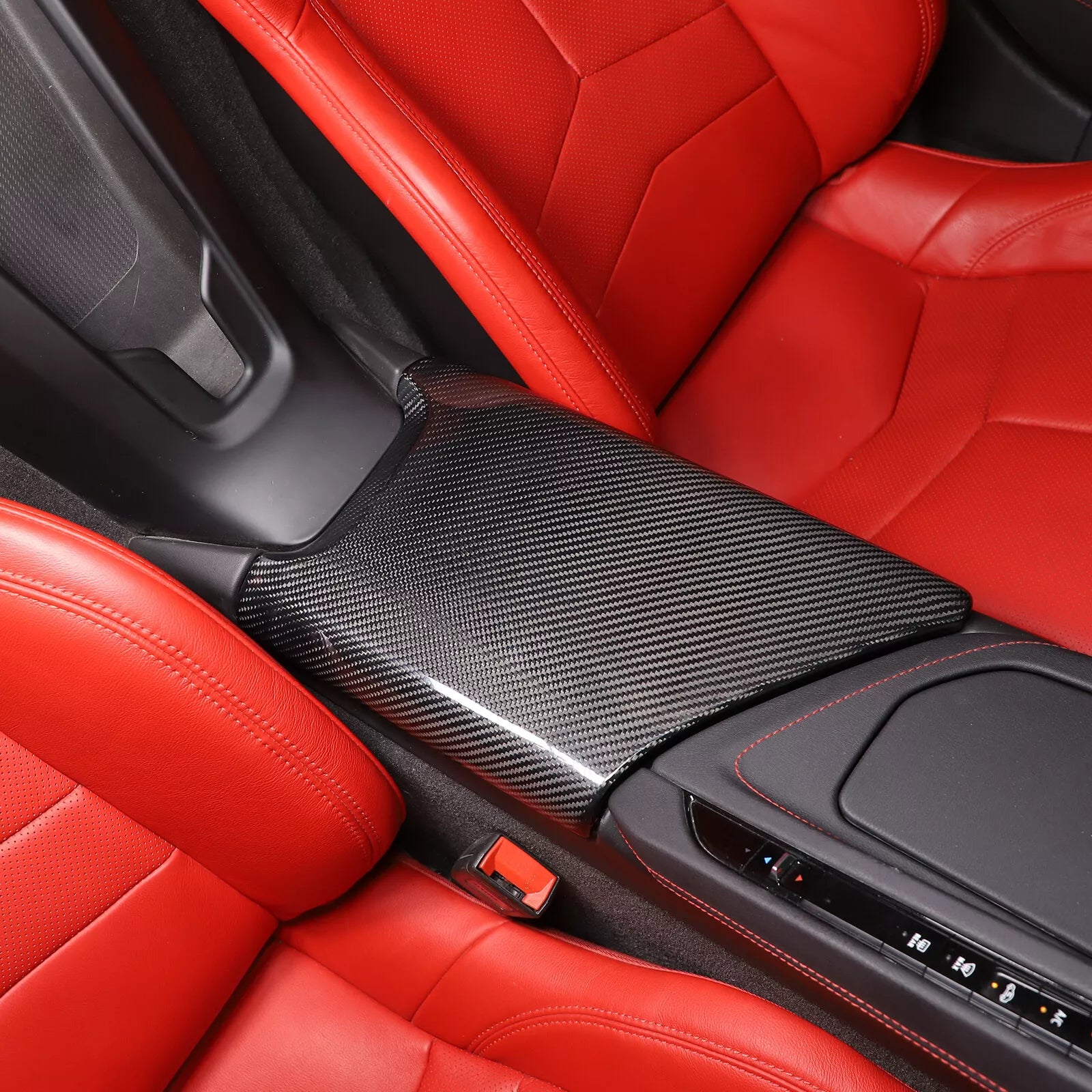 Carbon Fiber Armrest Console Box Cover - Corvette C8