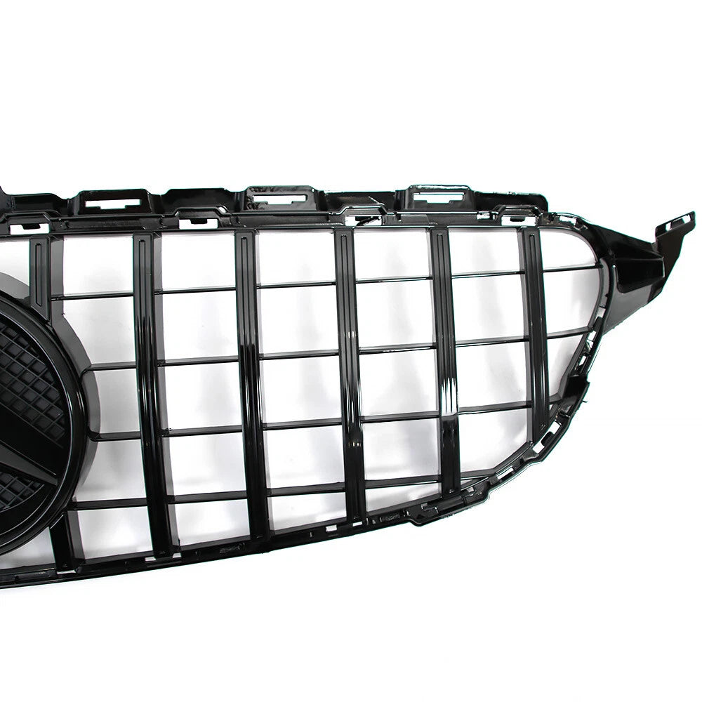 Gloss Black GT Style Front Grille W/ Emblem For Mercedes Benz W205 2015-2018 C-Class C300