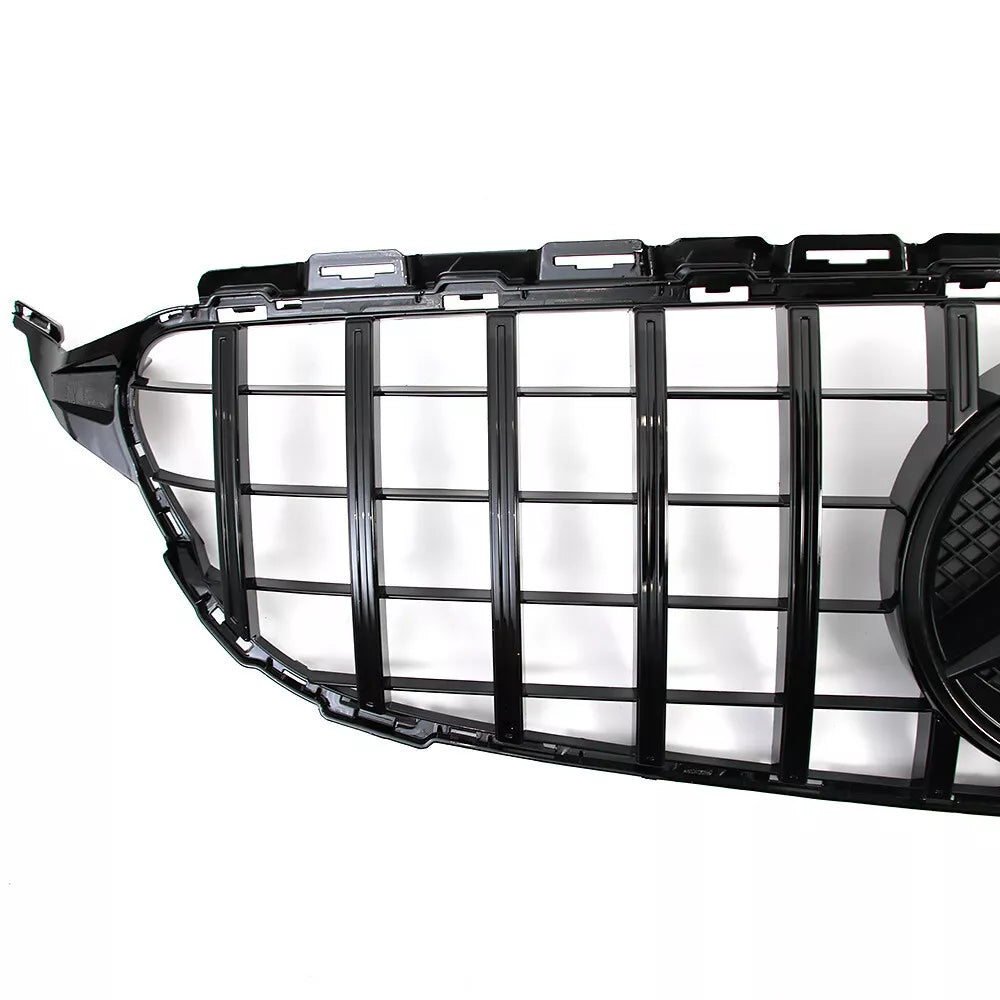 Gloss Black GT Style Front Grille W/ Emblem For Mercedes Benz W205 2015-2018 C-Class C300
