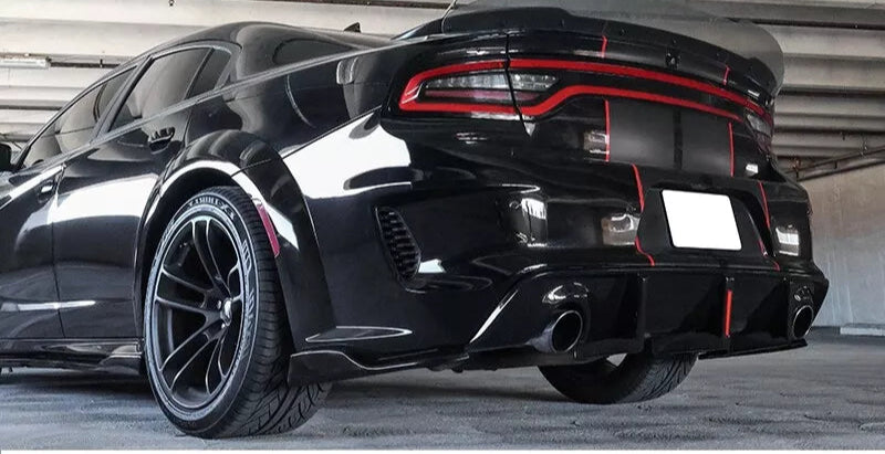 Gloss Black Rear Diffuser W/ Brake Light + Apron Spat - 2020-2023 Charger Widebody
