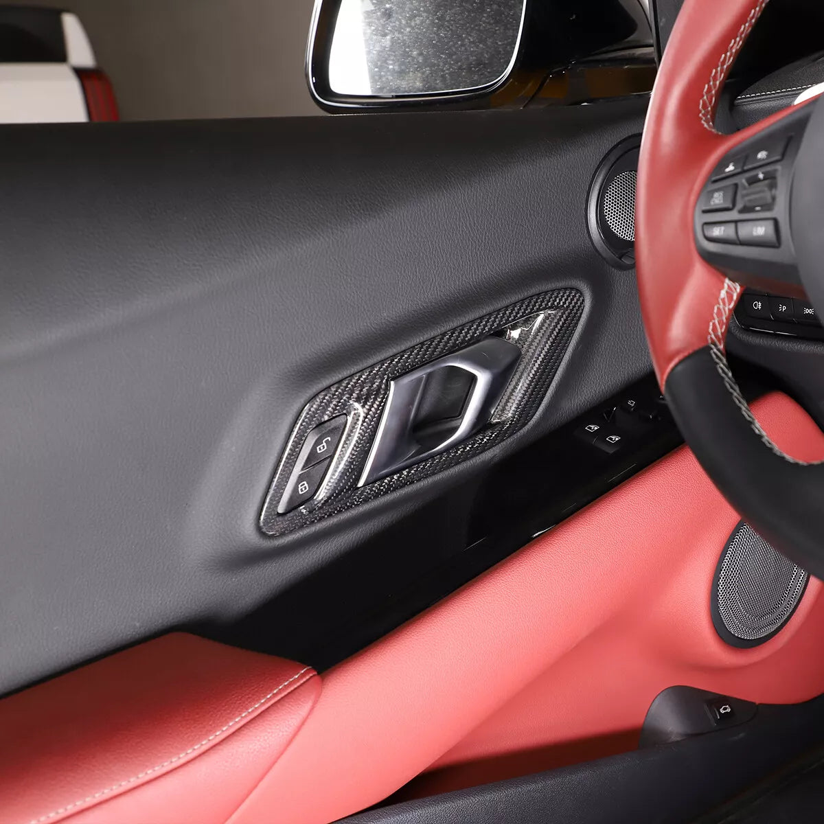 Carbon Fiber Interior Door Handle Frame Cover - Toyota GR Supra 2020-23