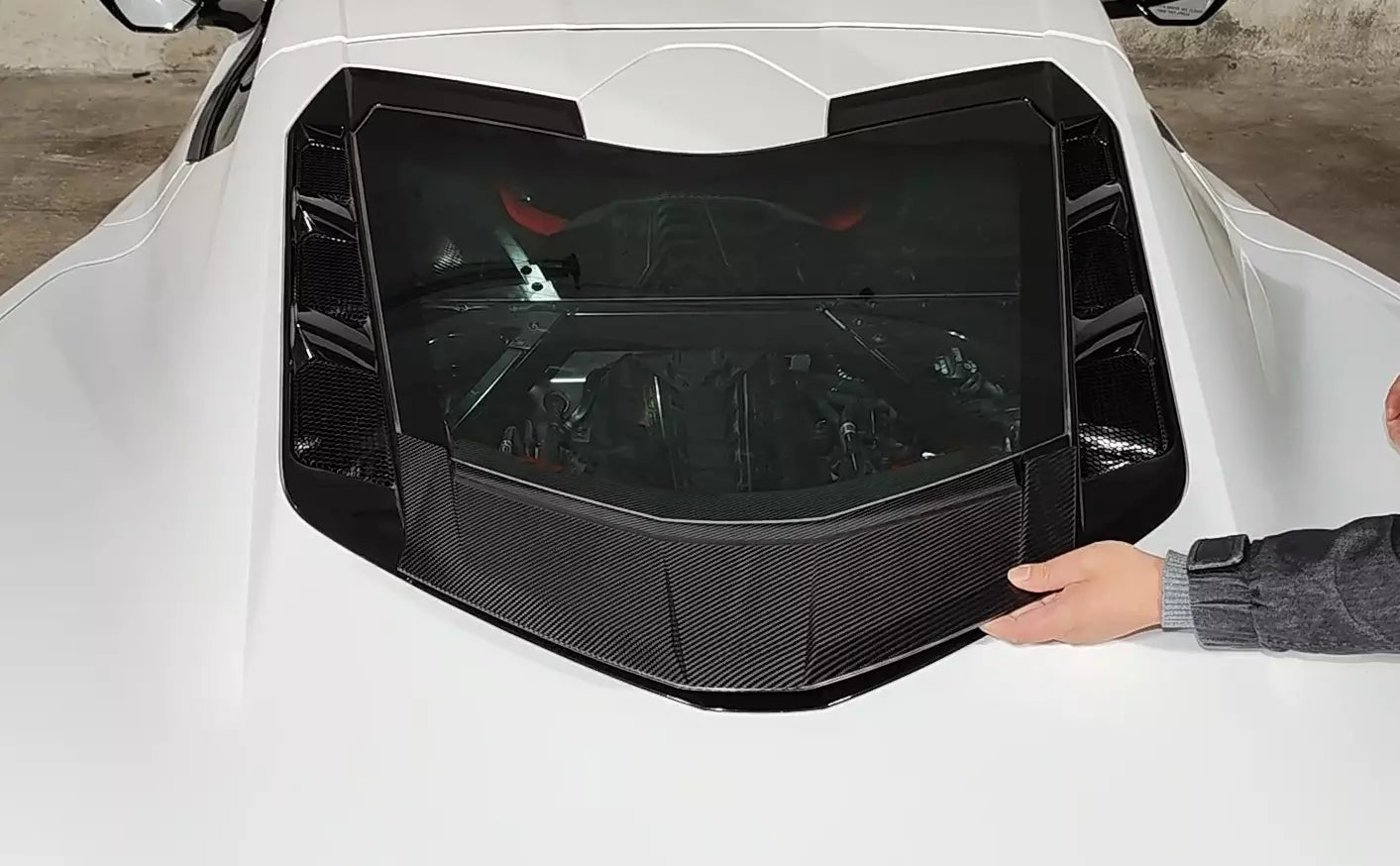 Carbon Fiber Rear Window Lower Trim Cover - 2020-2025 C8 Corvette Coupe