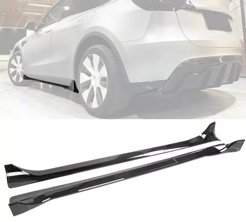 Gloss Black Side Skirts Extension V1 - 20-24 Tesla Model Y