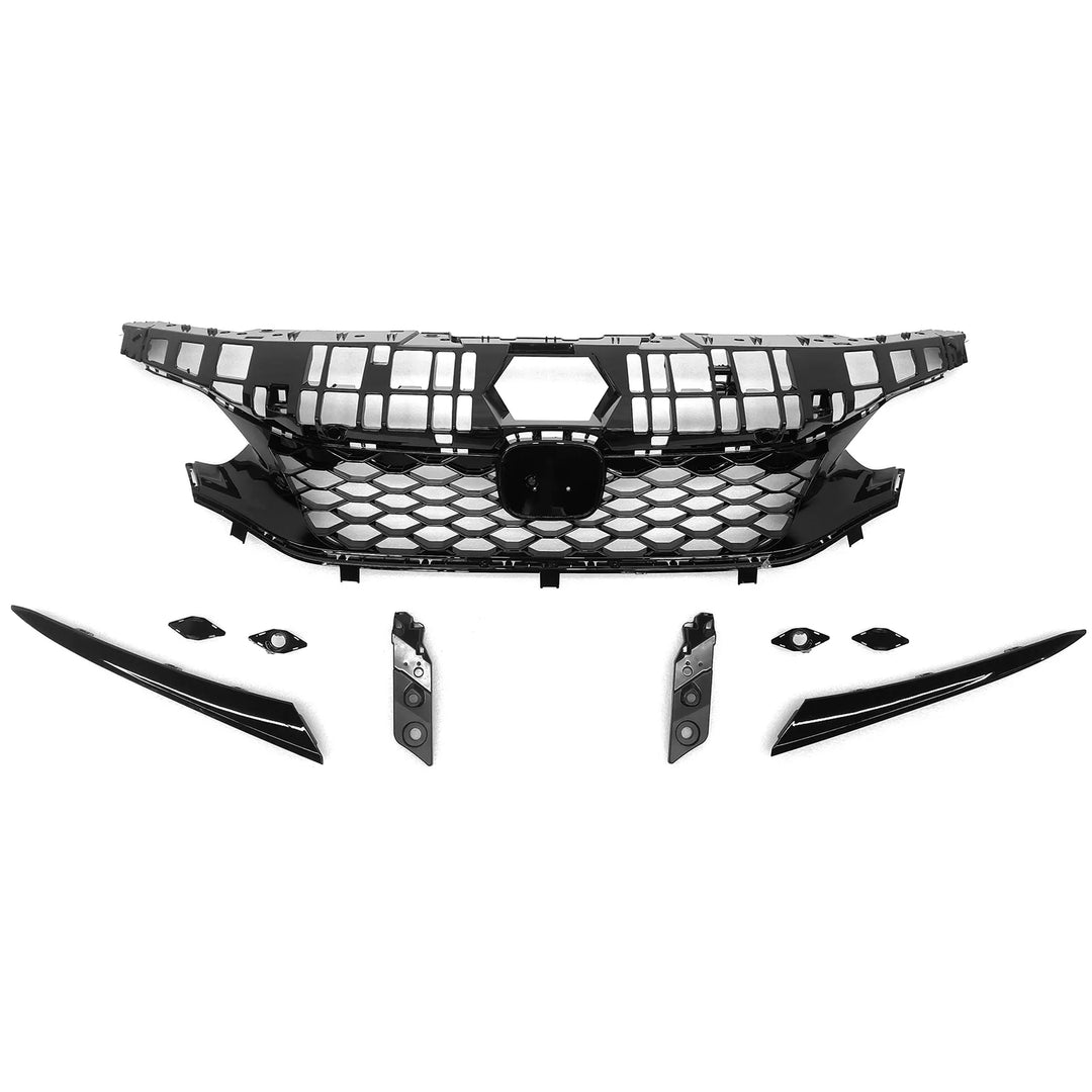 Type R Style Conversion Front Upper Grille Gloss Black ABS - Honda Civic Base Sedan