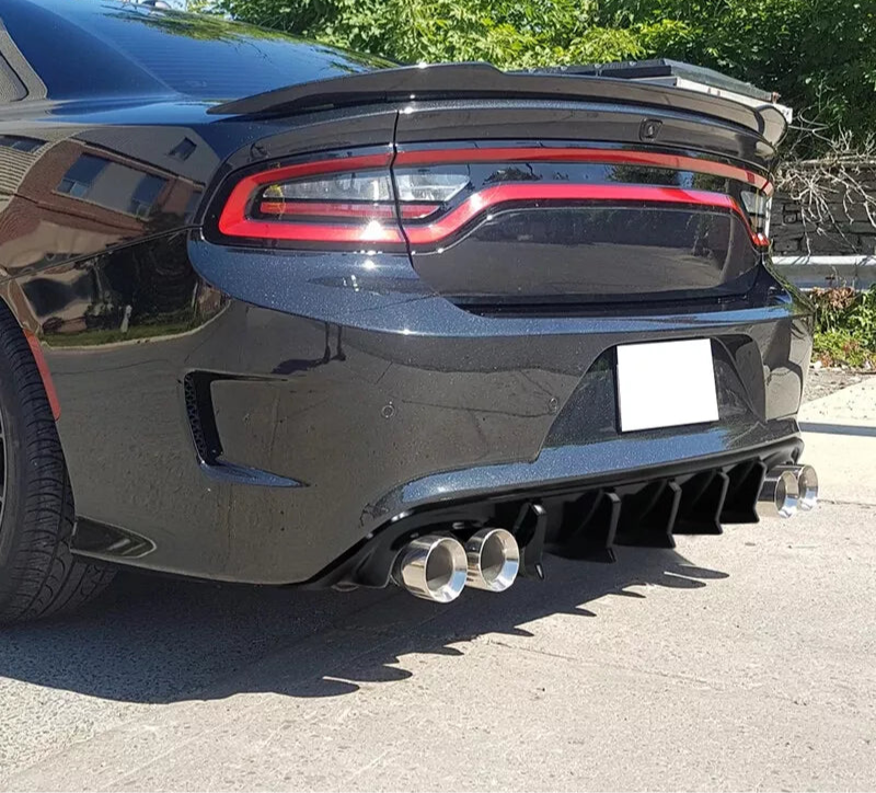 Gloss Black Rear Diffuser for Quad Exhaust Tips - 2015-2023 Dodge Charger