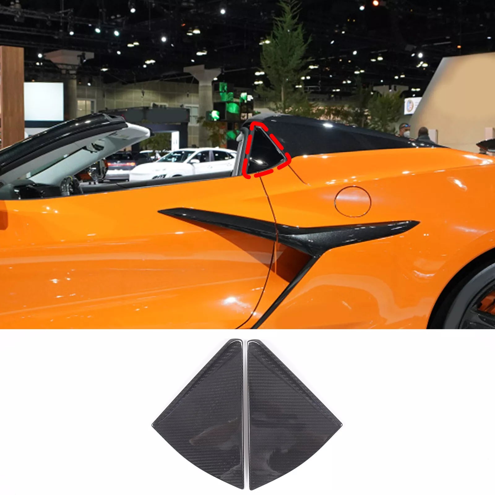 Carbon Fiber Rear Triangle Panel Trim Cover - Corvette C8 Convertible 20-23