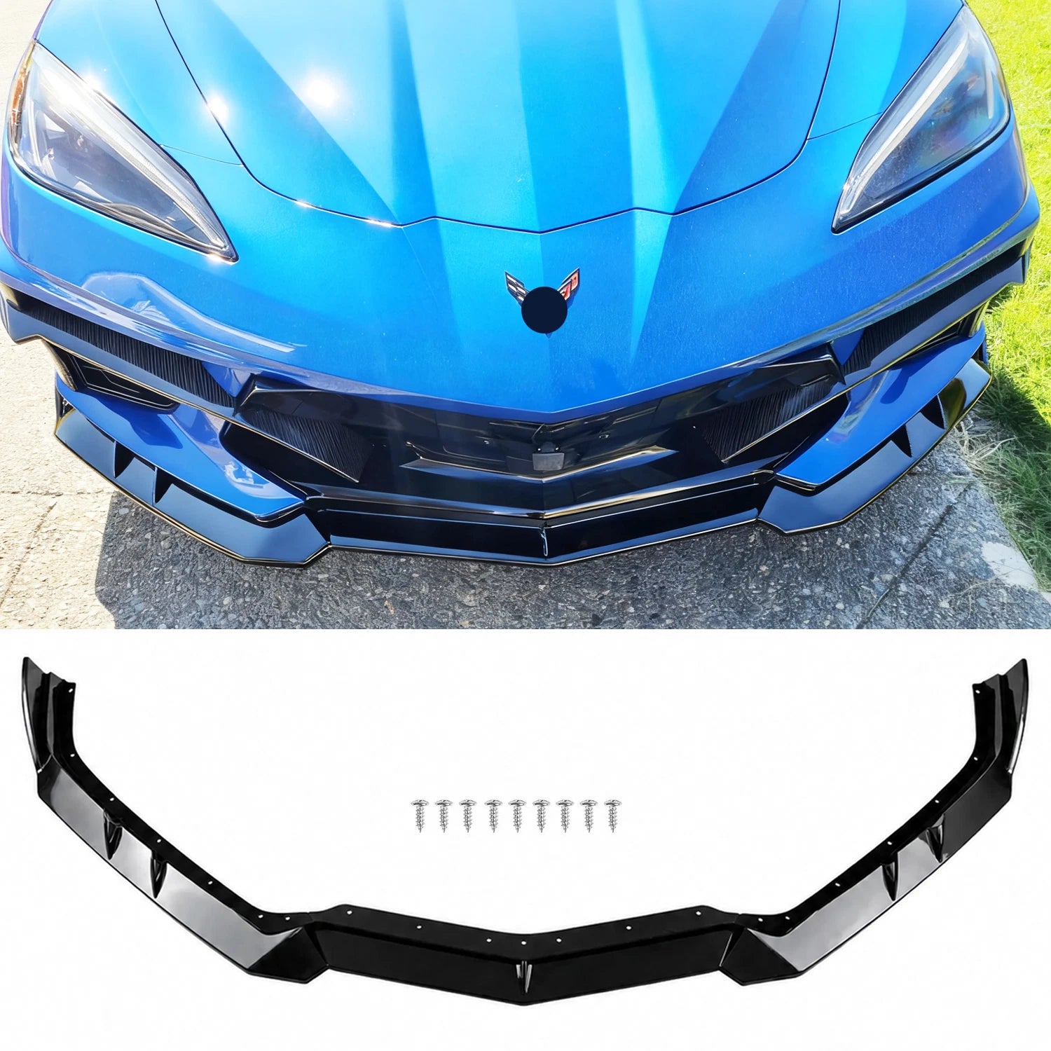 Gloss Black Front Lip V3 for Chevrolet Corvette C8 Z51