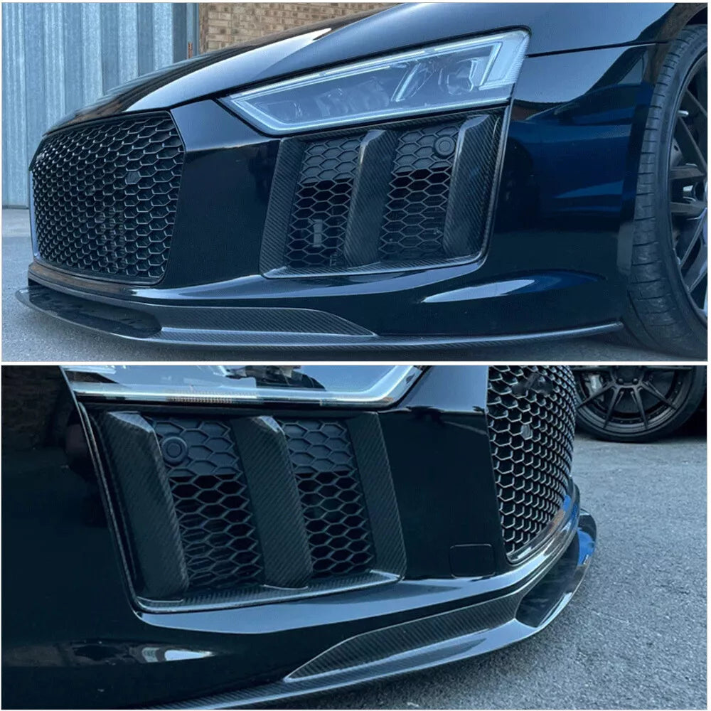 Carbon Fiber Front Bumper Vent Inserts Air Grill Cover - Audi R8 Gen 2 2016-2018