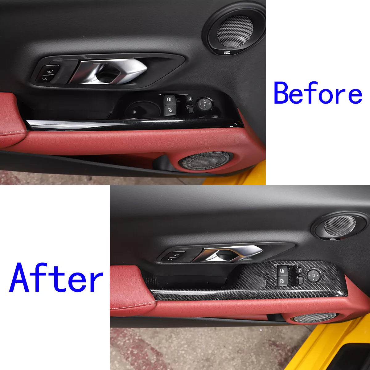 Carbon Fiber Interior Window Lift Panel Trim - Toyota GR Supra 2019-2023