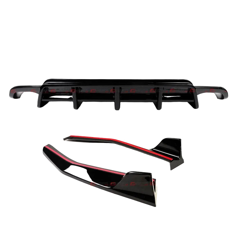 Gloss Black Rear Diffuser + Corner Extensions V3 - 21-25 Lexus IS300 IS350