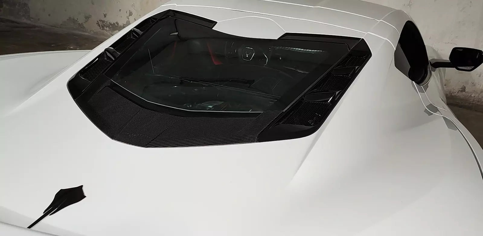 Carbon Fiber Rear Window Lower Trim Cover - 2020-2025 C8 Corvette Coupe