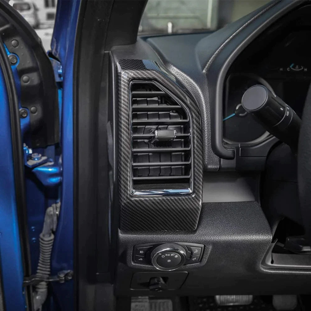 Carbon Dashboard Side Air Vent Outlet Trim - Ford F-150 F350 Raptor 15-20