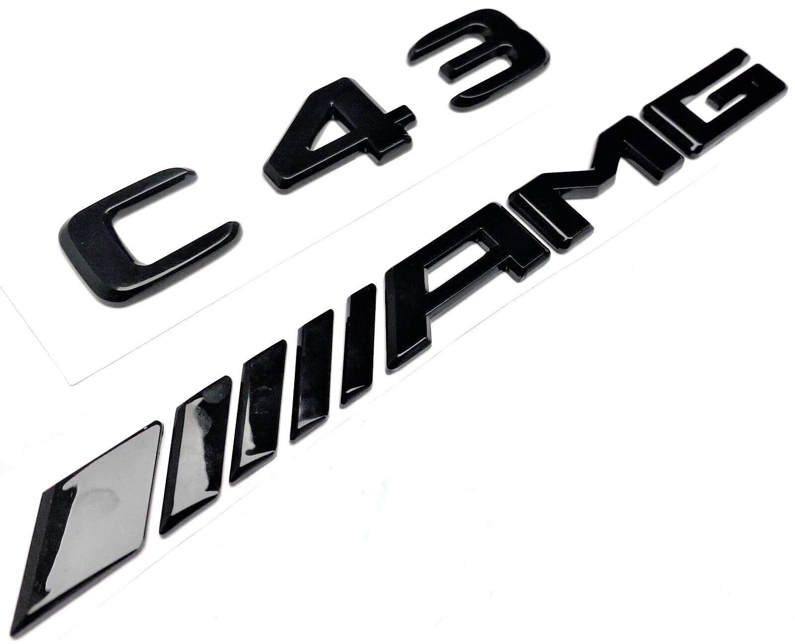Gloss Black C43 + AMG Emblem Badge Replacement - Mercedes