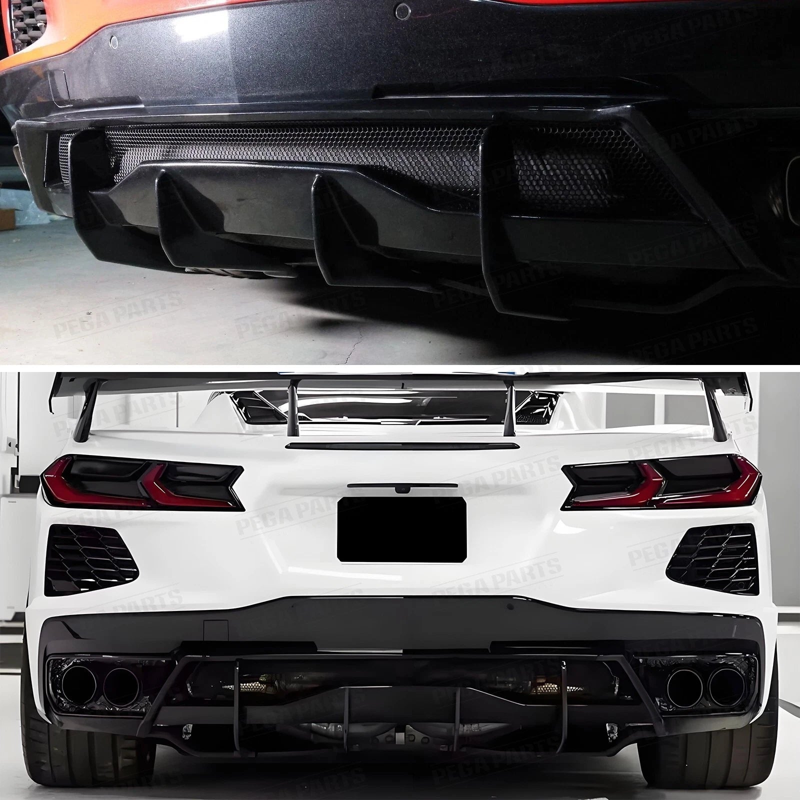 Gloss Black GT Rear Diffuser Extension - 20-26 Corvette C8 Z51