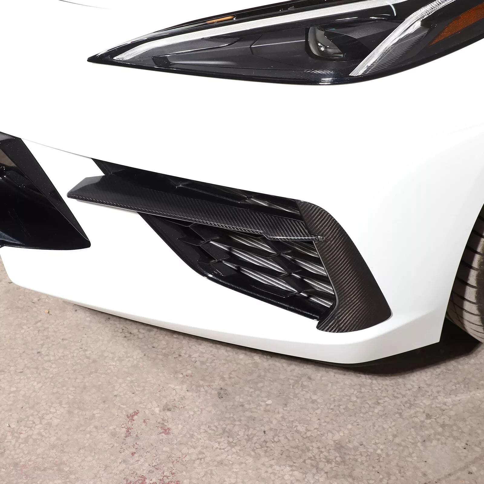 Carbon Fiber Front Bumper Fog Light Lamp Trim - Corvette C8