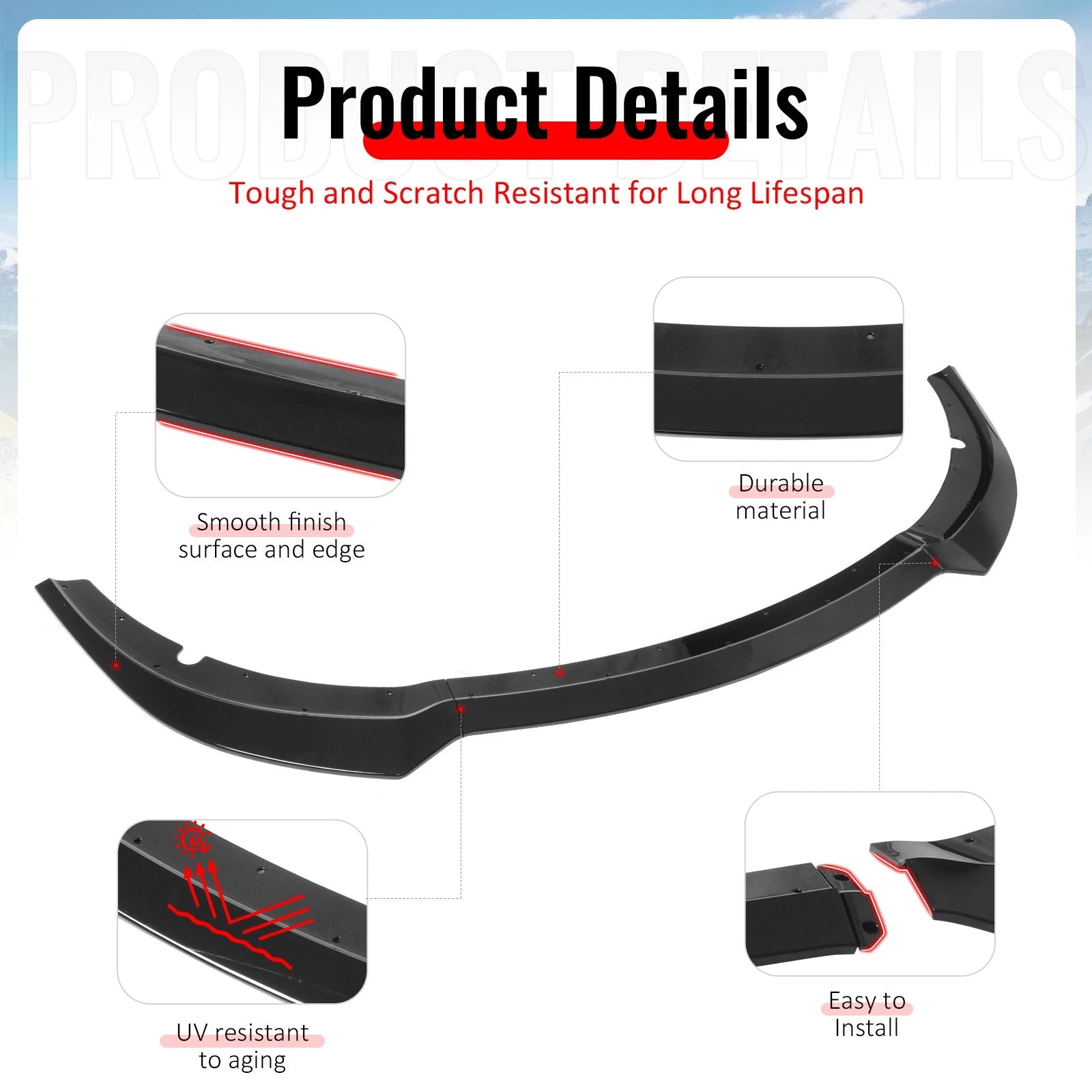 Gloss Black Front Splitter Lip V1 - 15-23 Dodge Charger SRT