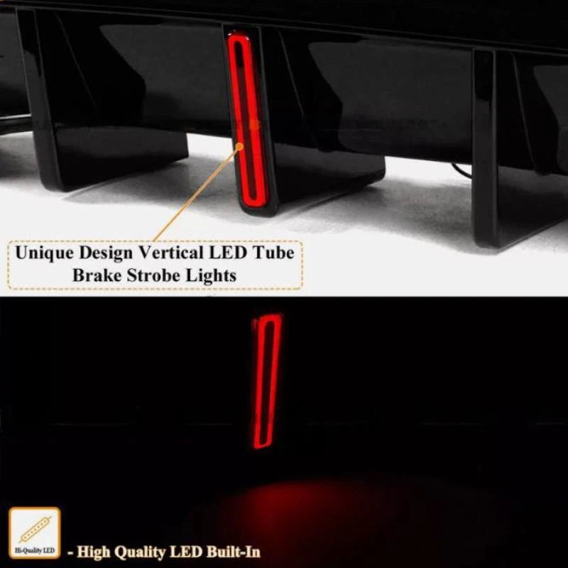 Gloss Black Rear Bumper Diffuser w/LED Light - BMW G30 530i 540i Sedan 2017-23