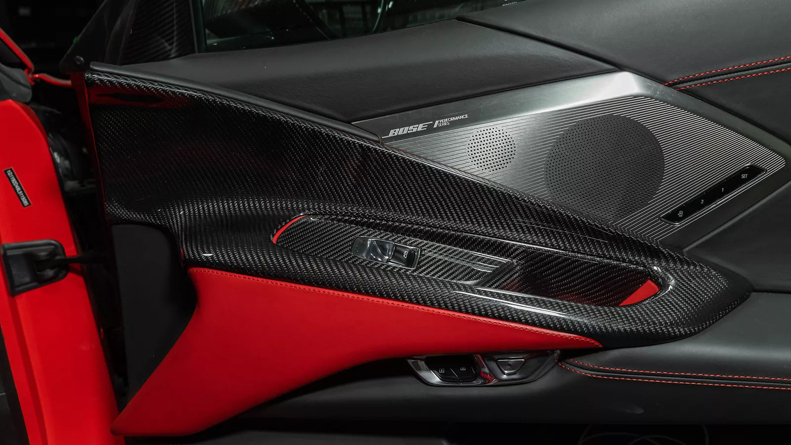 Carbon Fiber Black Inner Door Panel Armrest Cover -  Corvette C8 2020-UP