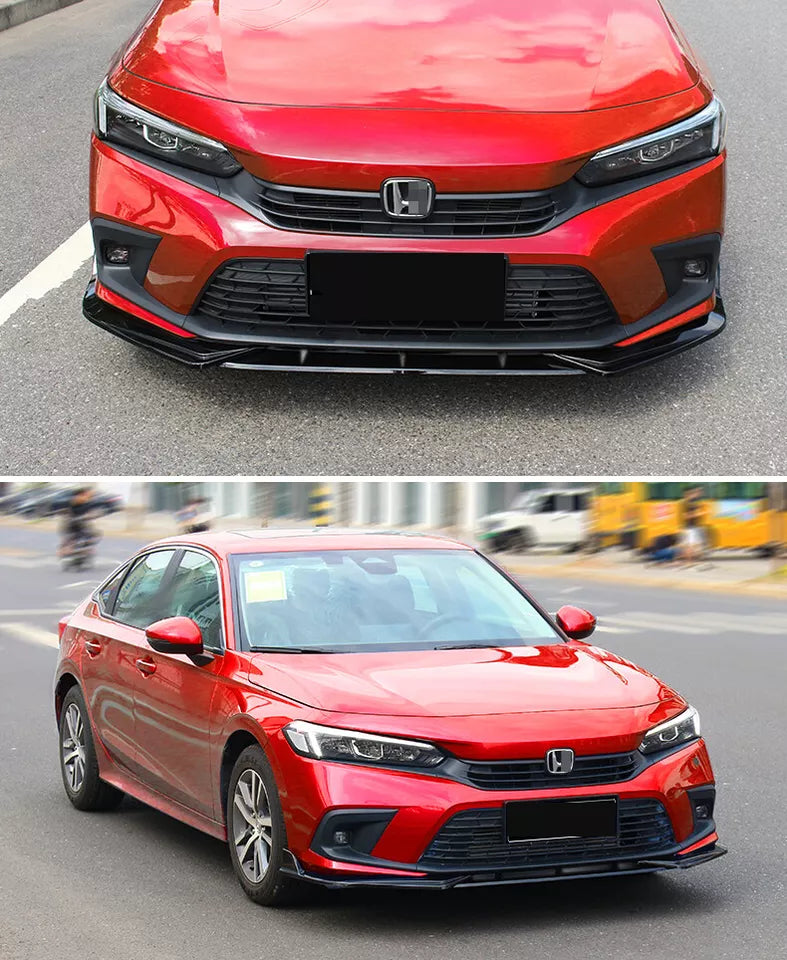 Gloss Black Front Lip Spoiler Splitter - Honda Civic 11th Gen