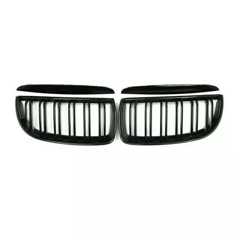 Gloss Black Dual Slat Front Kidney Grille - BMW E90 E91 3 Series Pre Lci