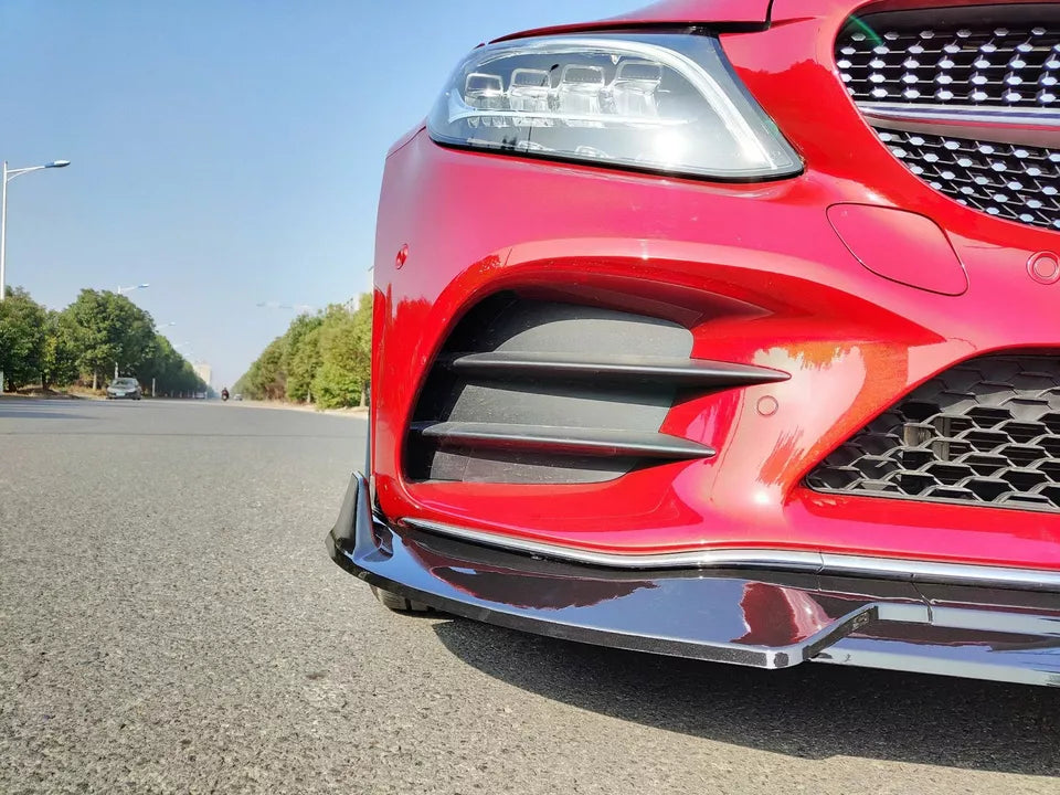 Gloss Black Front Splitter Lip - W205 C-Class 2019-2021 Mercedes Benz