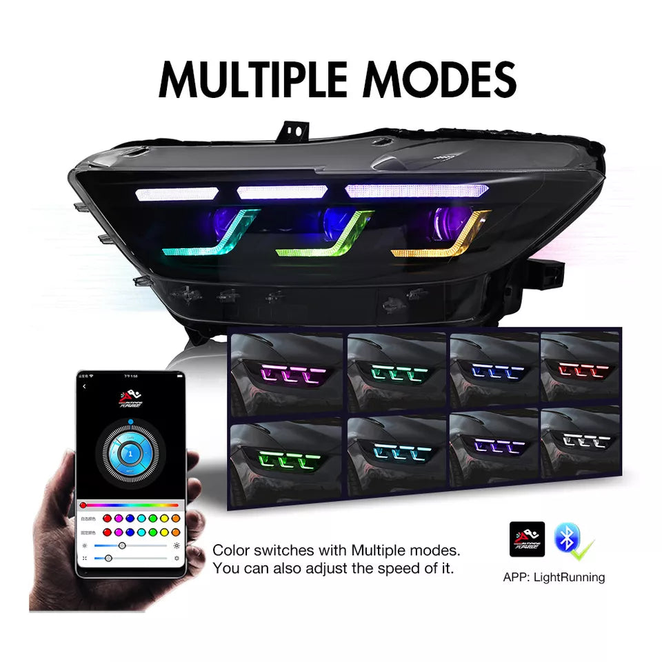 RGB DRL LED Headlights Set - Ford Mustang
