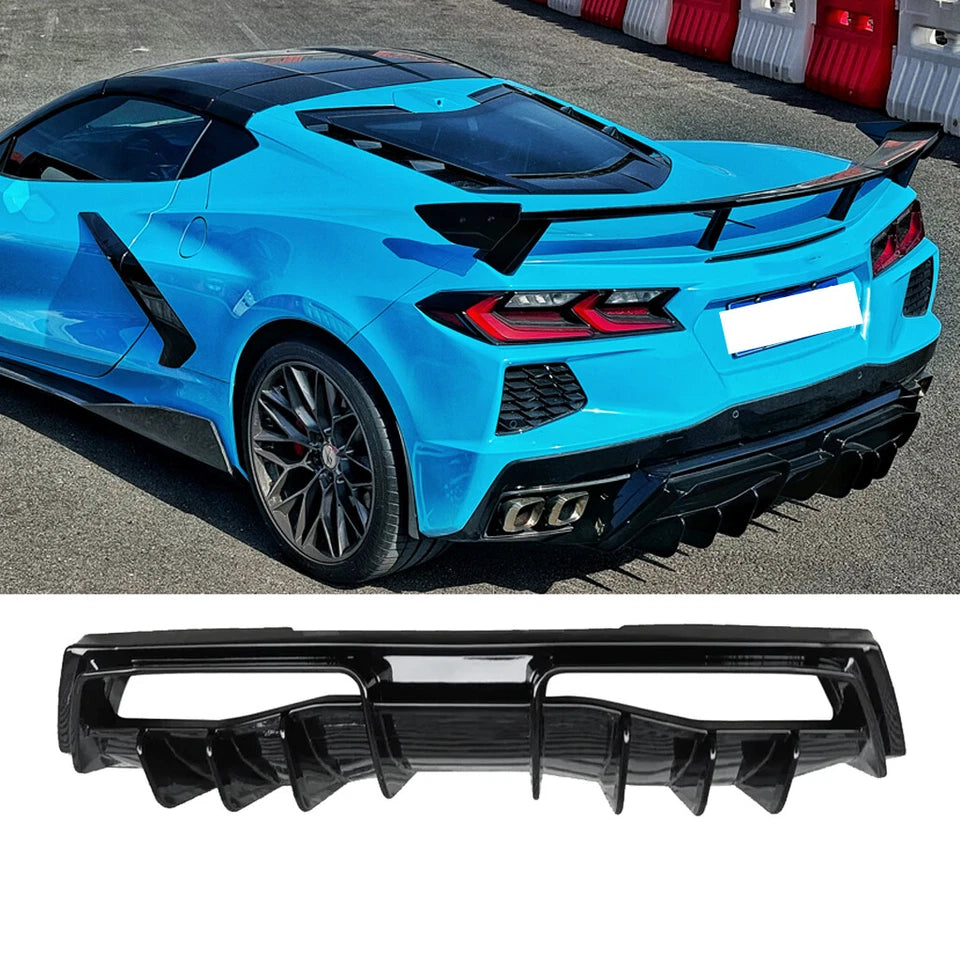 Gloss Black Rear Aggressive Diffuser - 2020-2025 Corvette C8 Z51