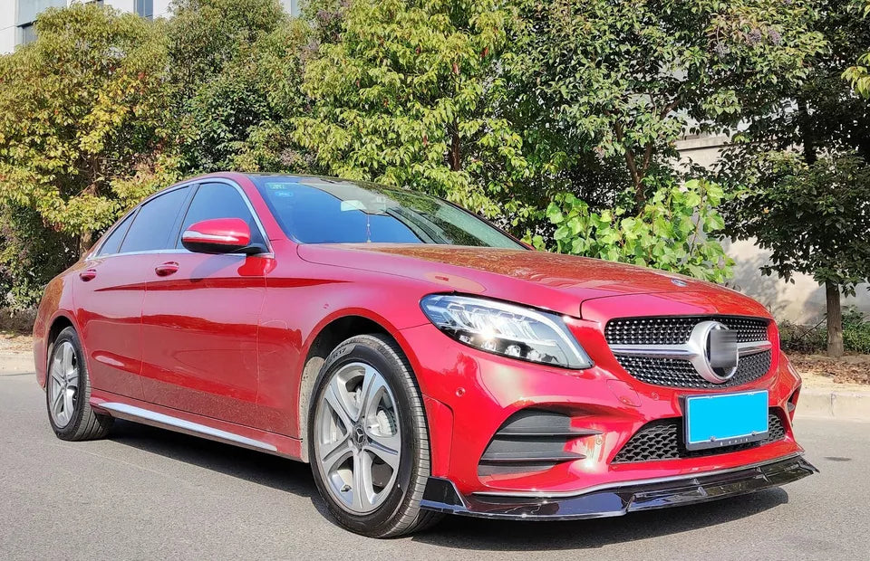 Gloss Black Front Splitter Lip - W205 C-Class 2019-2021 Mercedes Benz