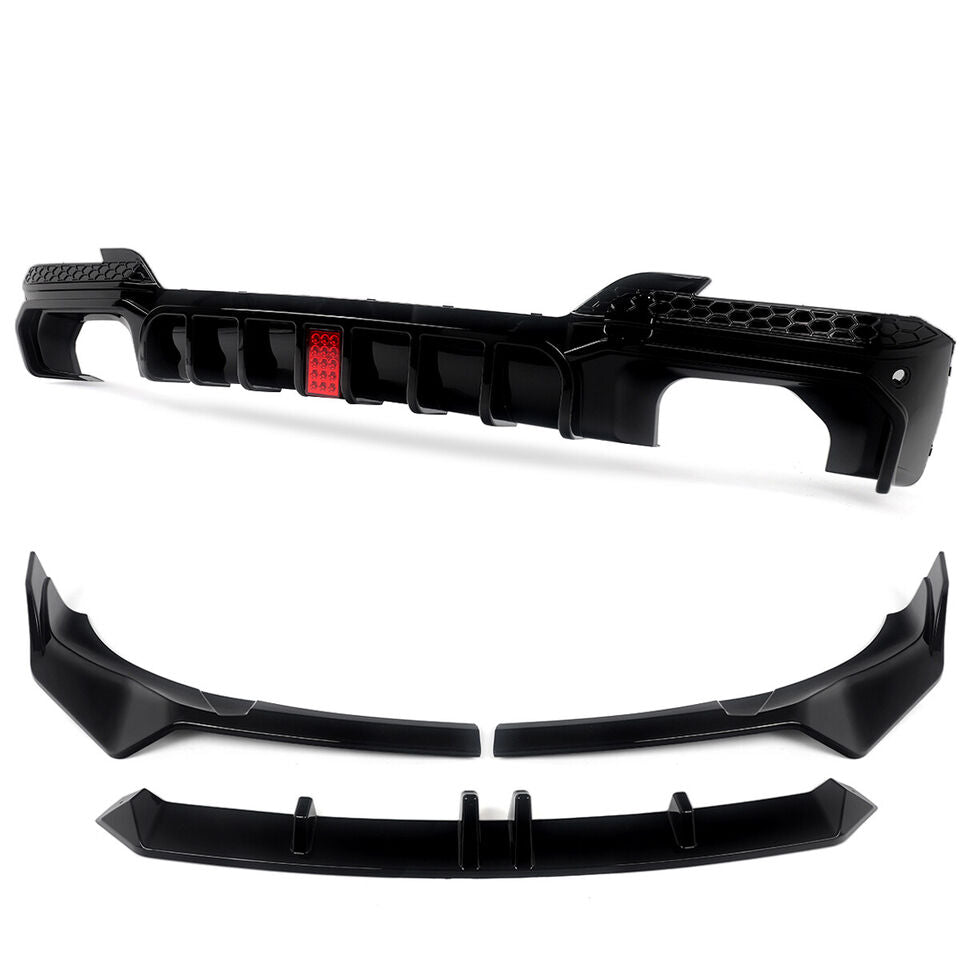 Gloss Black Front Splitter Lip+ Rear Diffuser - BMW X3 G01 X4 G02 LCI M Sport