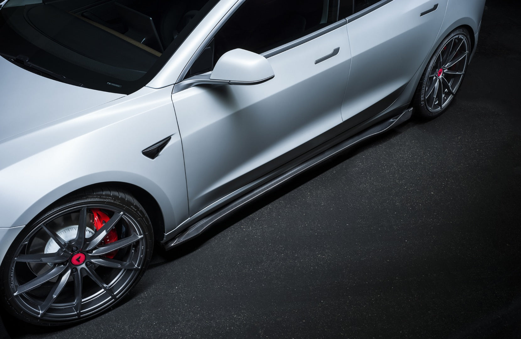 Carbon Fiber V Style Side Skirts - Tesla Model 3