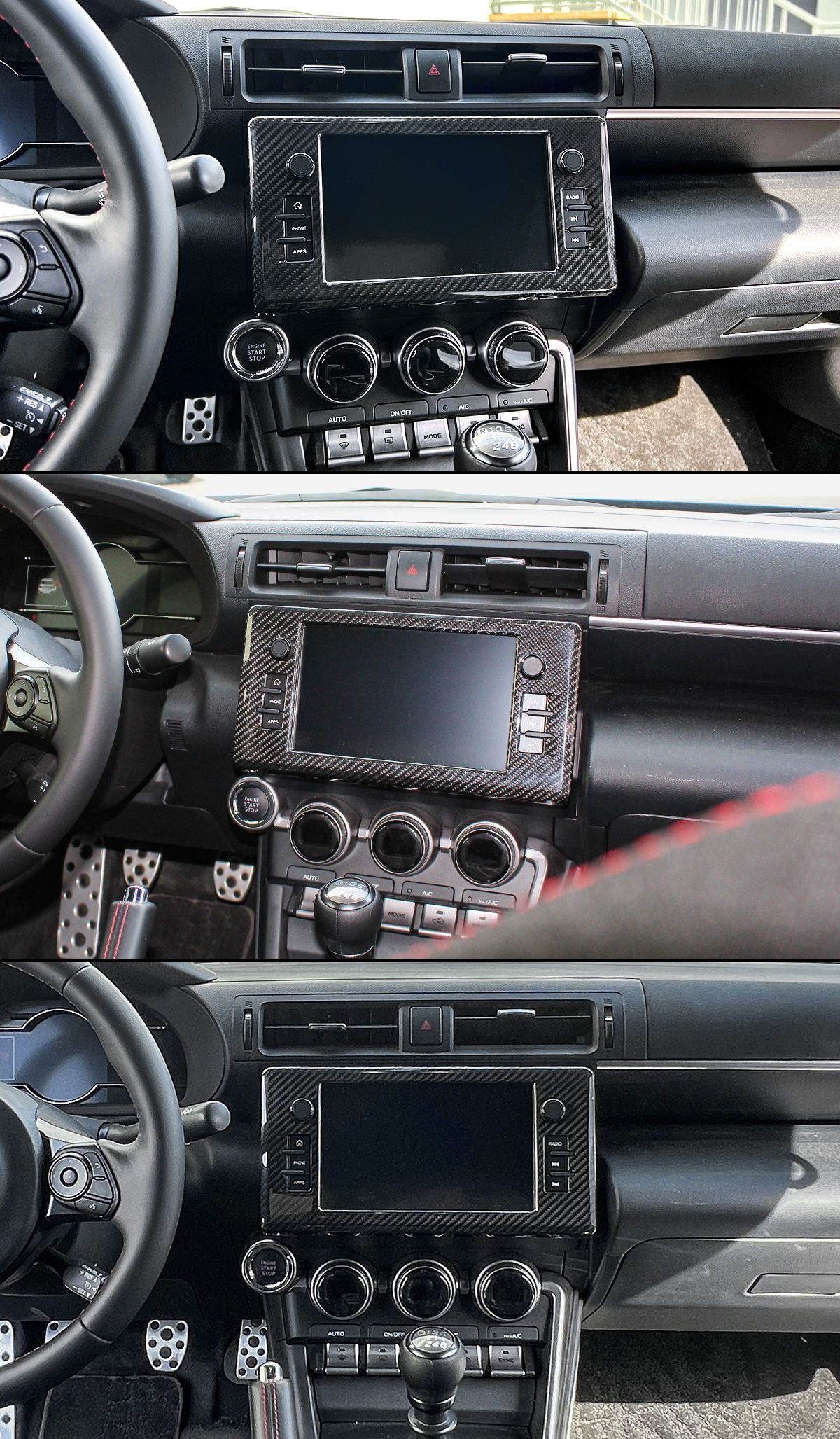 Dry Carbon Fiber Center Mutimedia/ Radio Screen Cover w/ Gloss Finish