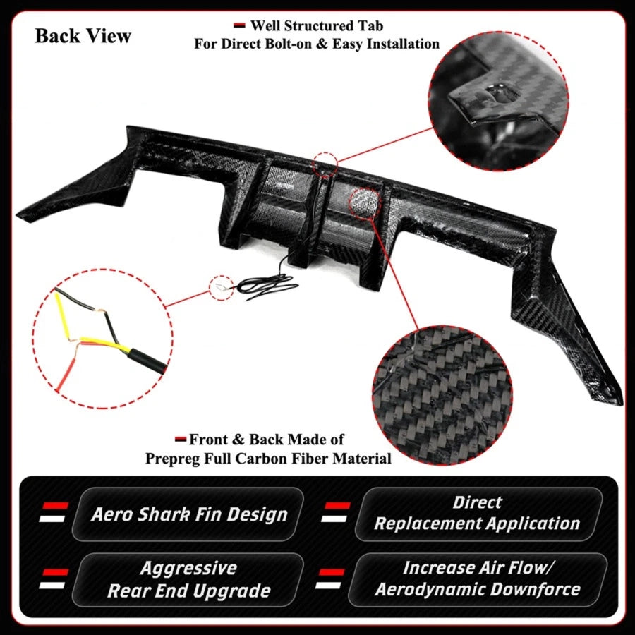 Carbon Fiber SF Style Rear Bumper Diffuser W/ LED - BMW G87 M2