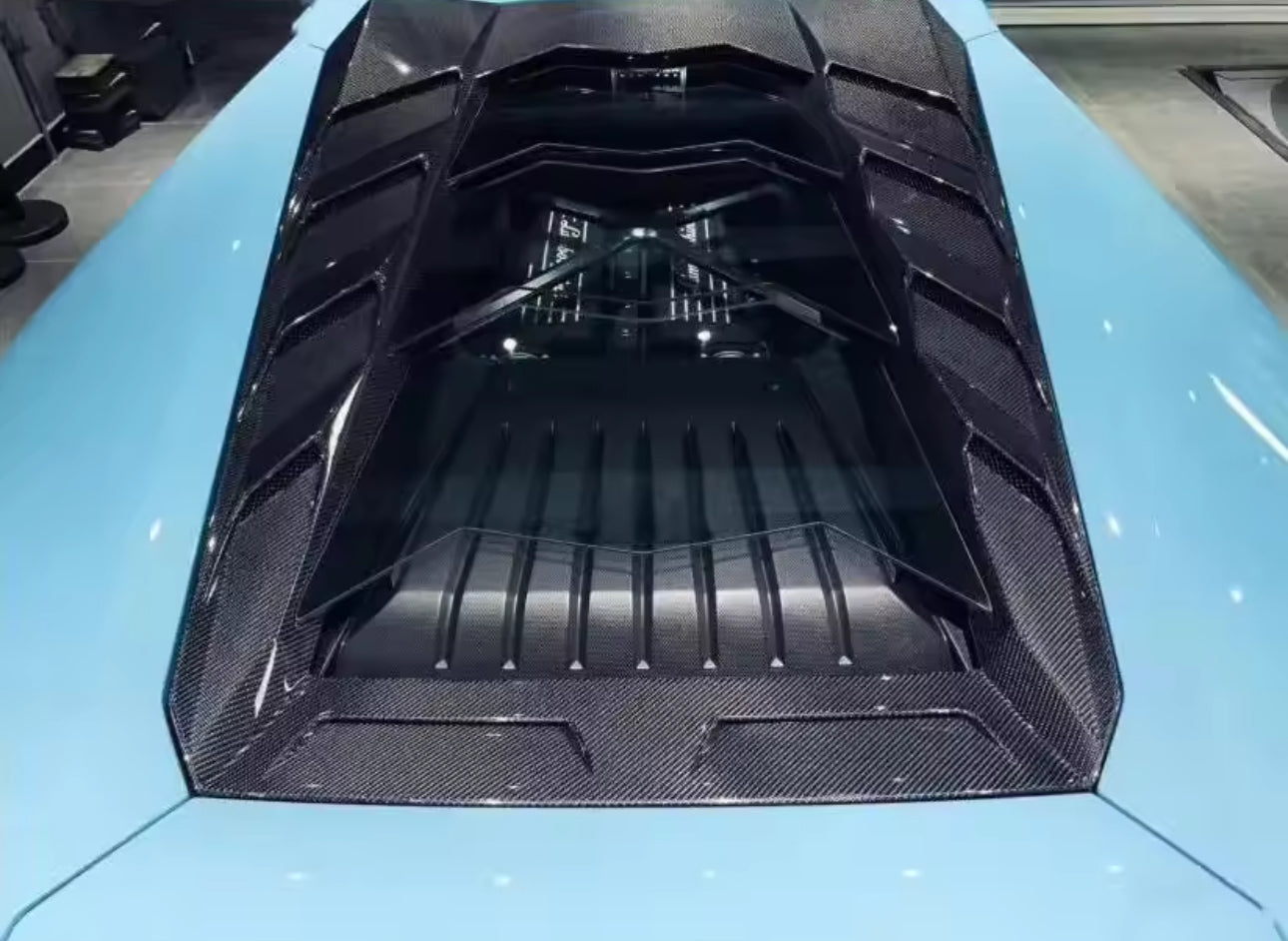M style Carbon Fiber Rear Engine cover Hood w/ Glass For Lamborghini Huracan LP580 LP610
