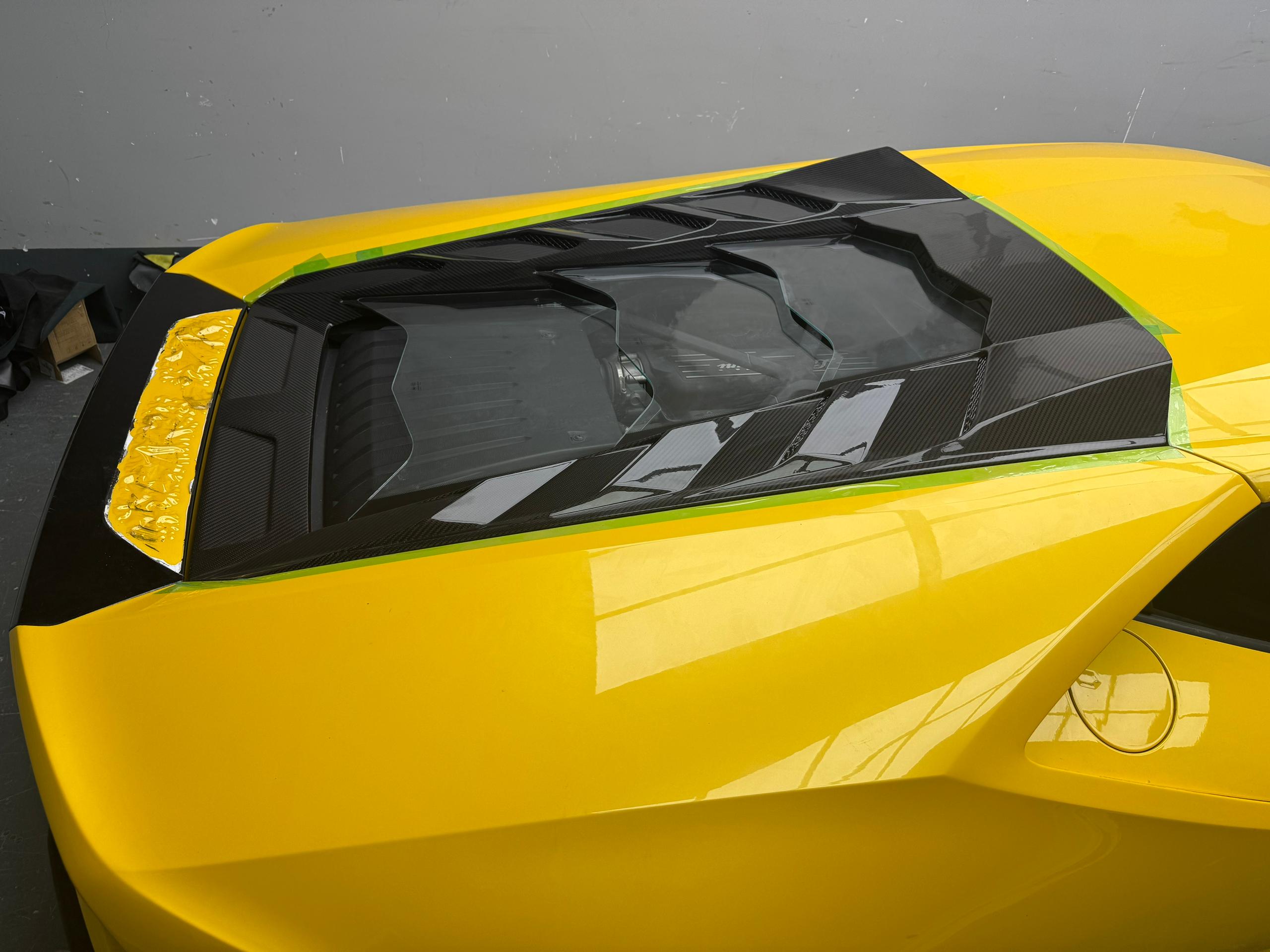 M style Carbon Fiber Rear Engine Bonnet Hood w/ Glass For Lamborghini Huracan LP580 LP610