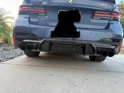 Gloss Black Rear Bumper Diffuser M Competition style -  17-23 BMW G30 5 Series