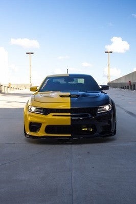 Gloss Black H Style Front Bumper Lip W/ Winglet - Dodge Charger Widebody 20-23