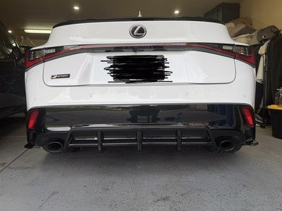 Gloss Black Rear Diffuser + Corner Extensions V3 - 21-25 Lexus IS300 IS350