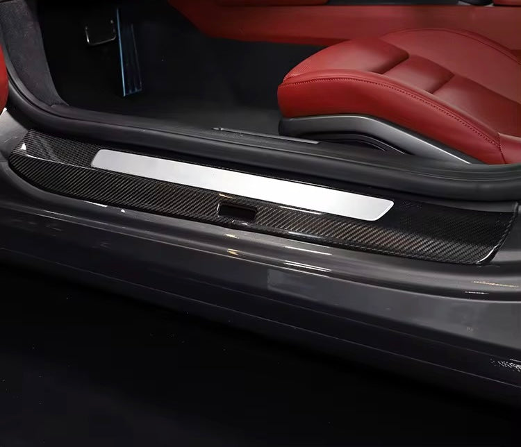 Carbon Fiber interior Door Sill panel Cover Trim - Porsche 992 2019-2022