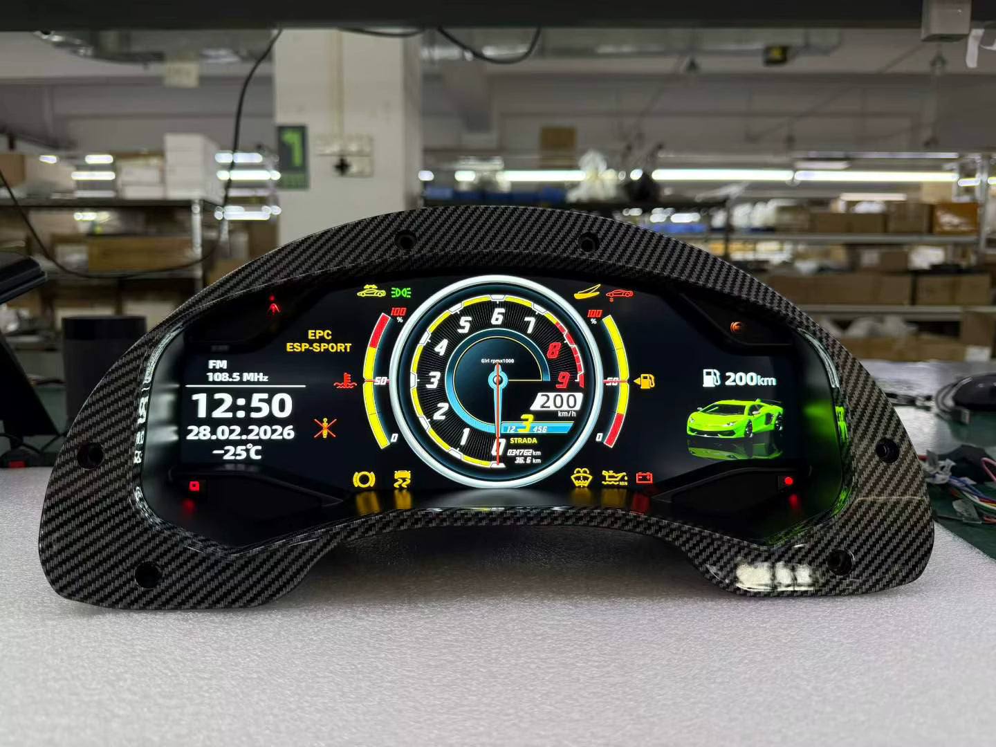 Carbon Fiber LCD Digital Cluster Lamborghini Gallardo 2004-2015