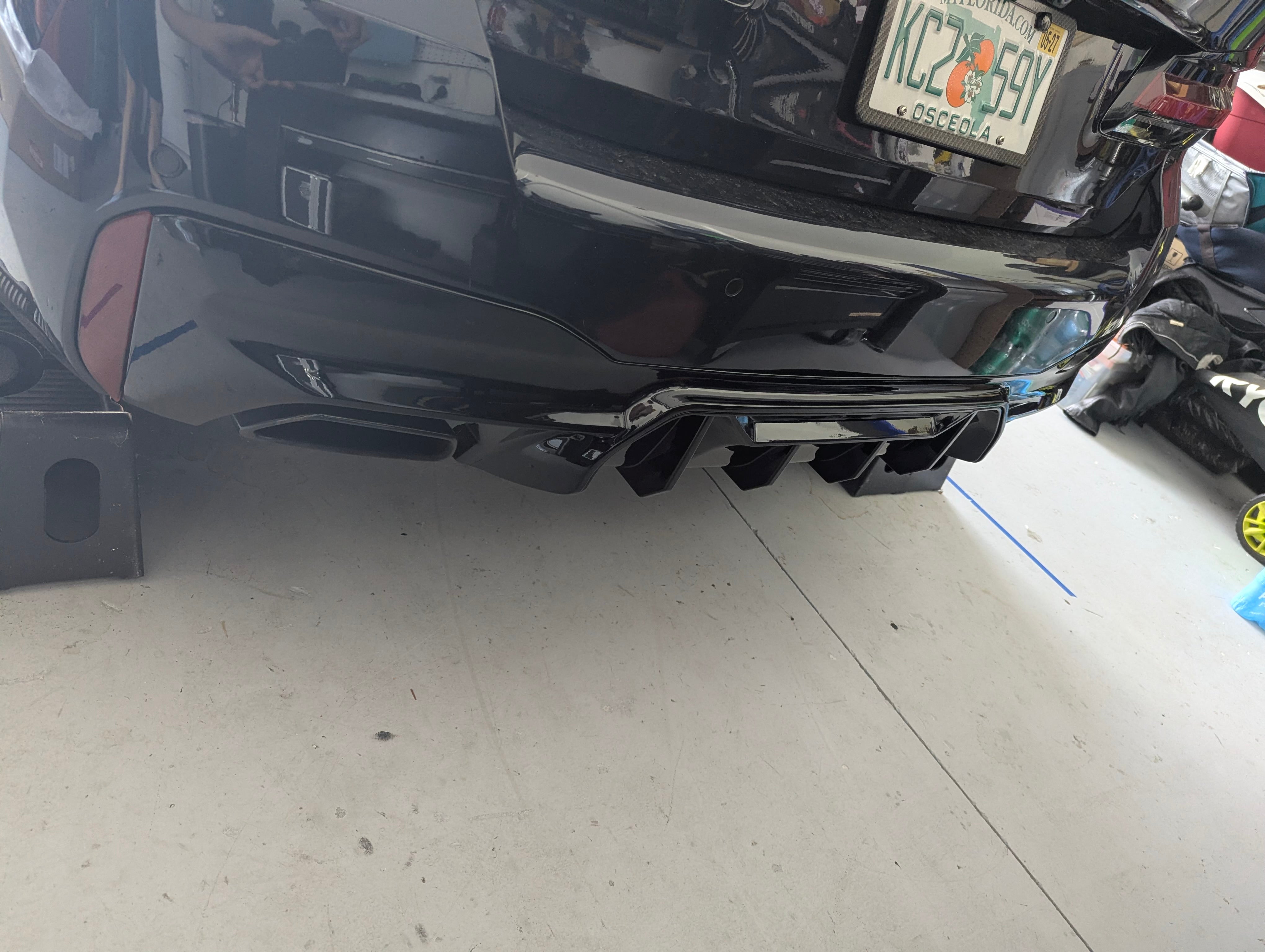 Gloss Black Rear Bumper Diffuser M Competition style -  17-23 BMW G30 5 Series