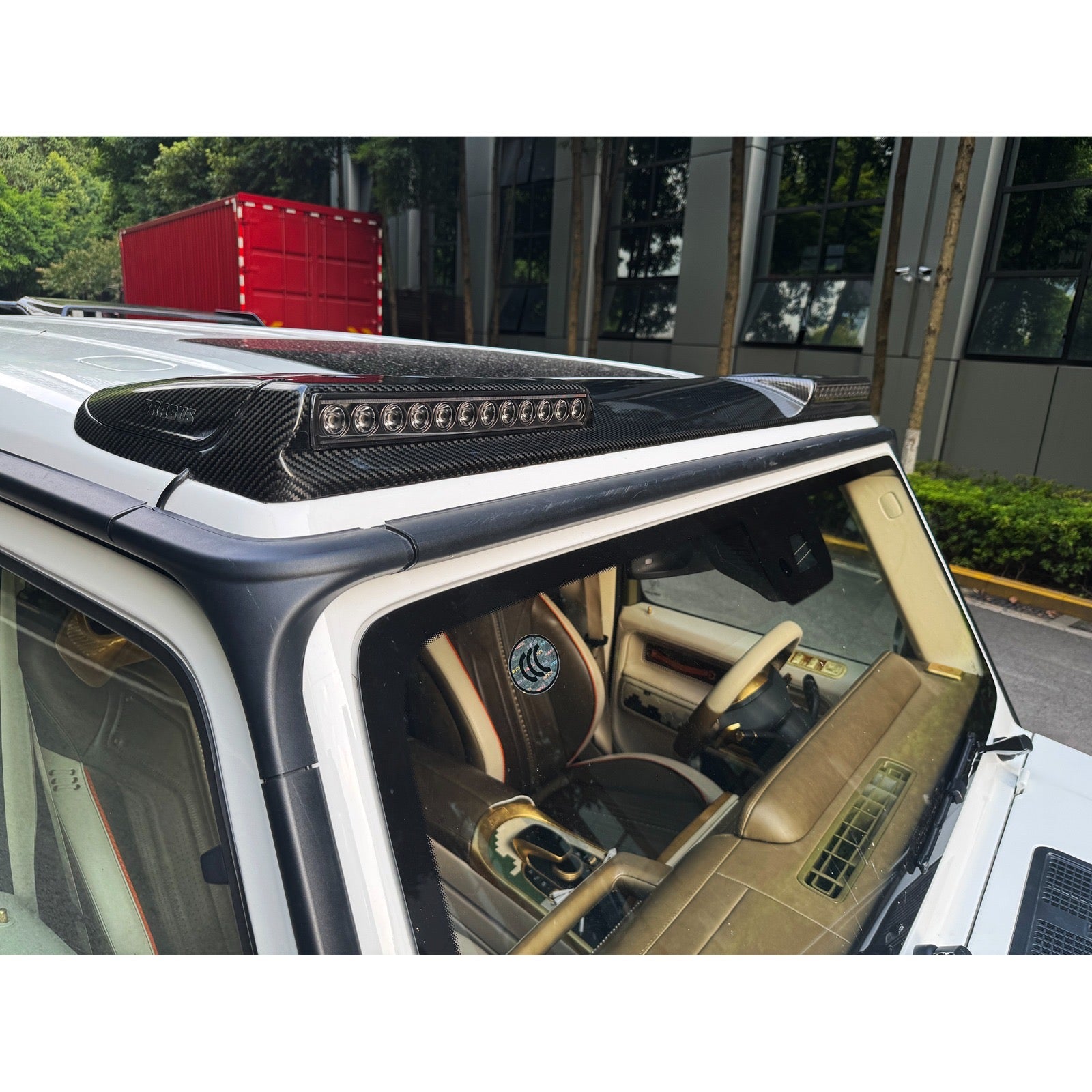 Carbon fiber B style Front Roof Spoiler w/LED - Mercedes W465 G wagon