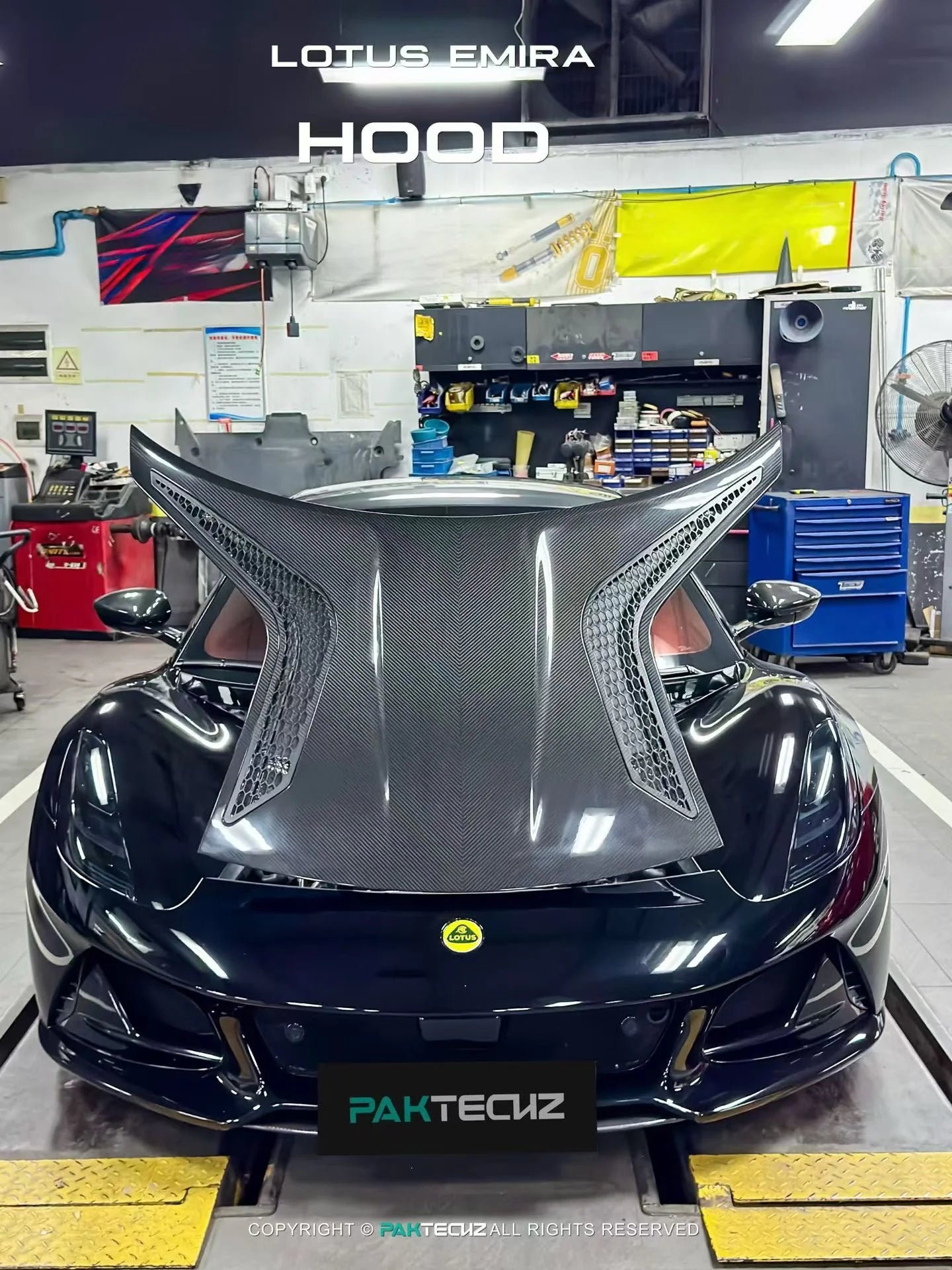 Paktechz Prepreg Dry Carbon Fiber Hood Bonnet - Lotus Emira