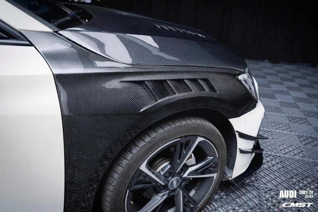 Pre-preg Carbon Fiber C style vented Front Fenders Replacement - Audi S3 A3 8Y 2021-2024