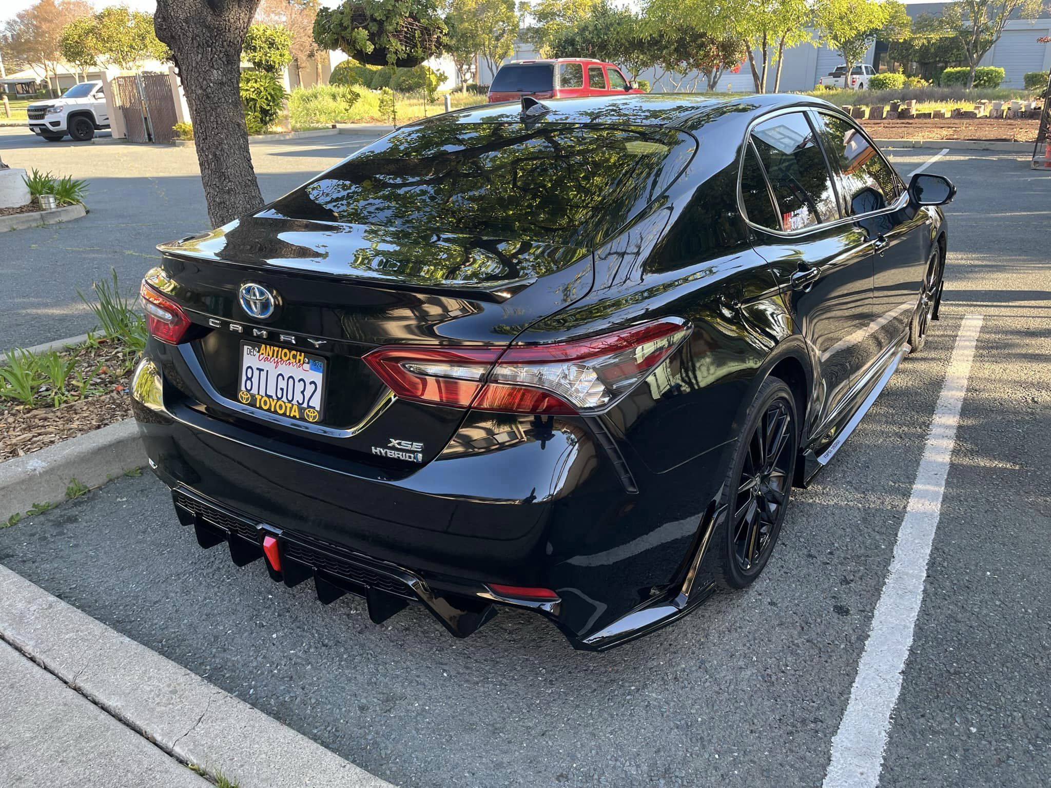 Gloss Black Rear V2 GR Style Diffuser W/ Led Light - Toyota Camry SE/XSE