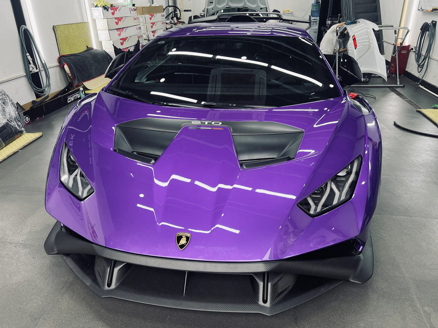 Dry Carbon Fiber OEM Style Replacement Front Lower Lip - Lamborghini Huracan STO