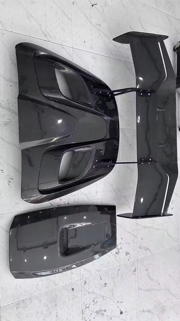 Carbon Fiber RC Style Rear Wing w/ Rear Vented Window Cover - toyota S