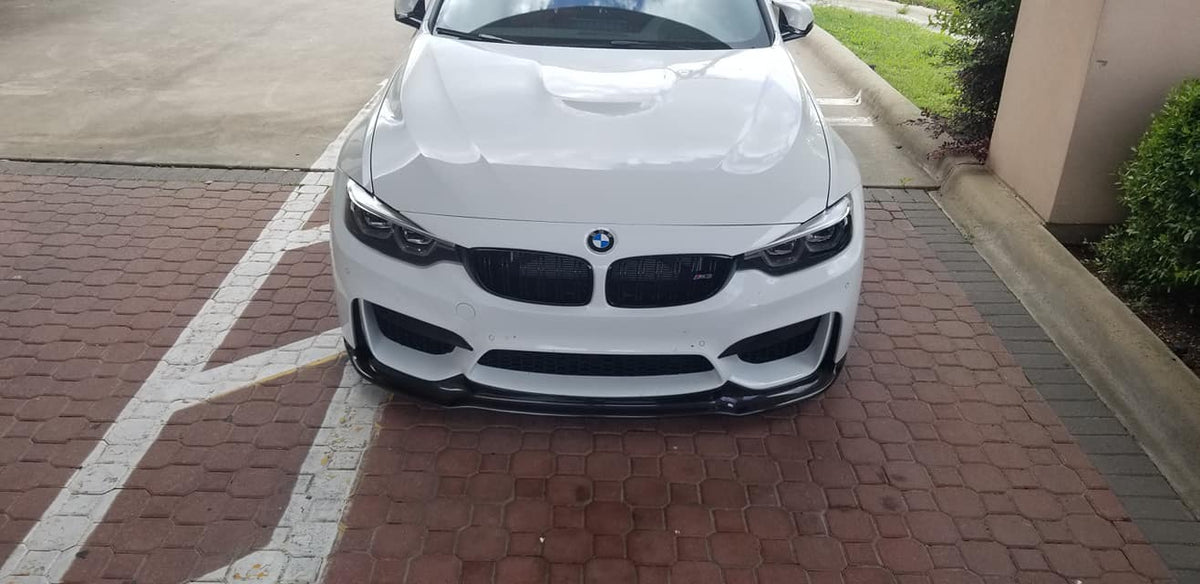 Silscvtt Gloss Black Front Bumper Lip Splitter CS Style For BMW F80 M3 F82 F83 M4 (2015-2019)