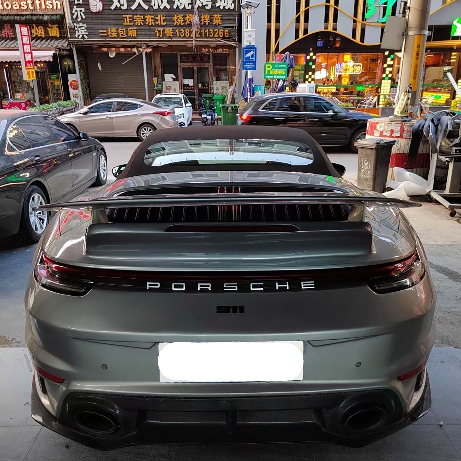 Carbon Fiber Turbo S style Rear Wing w/ Base - Porsche 992 911 Carrera Cabriolet