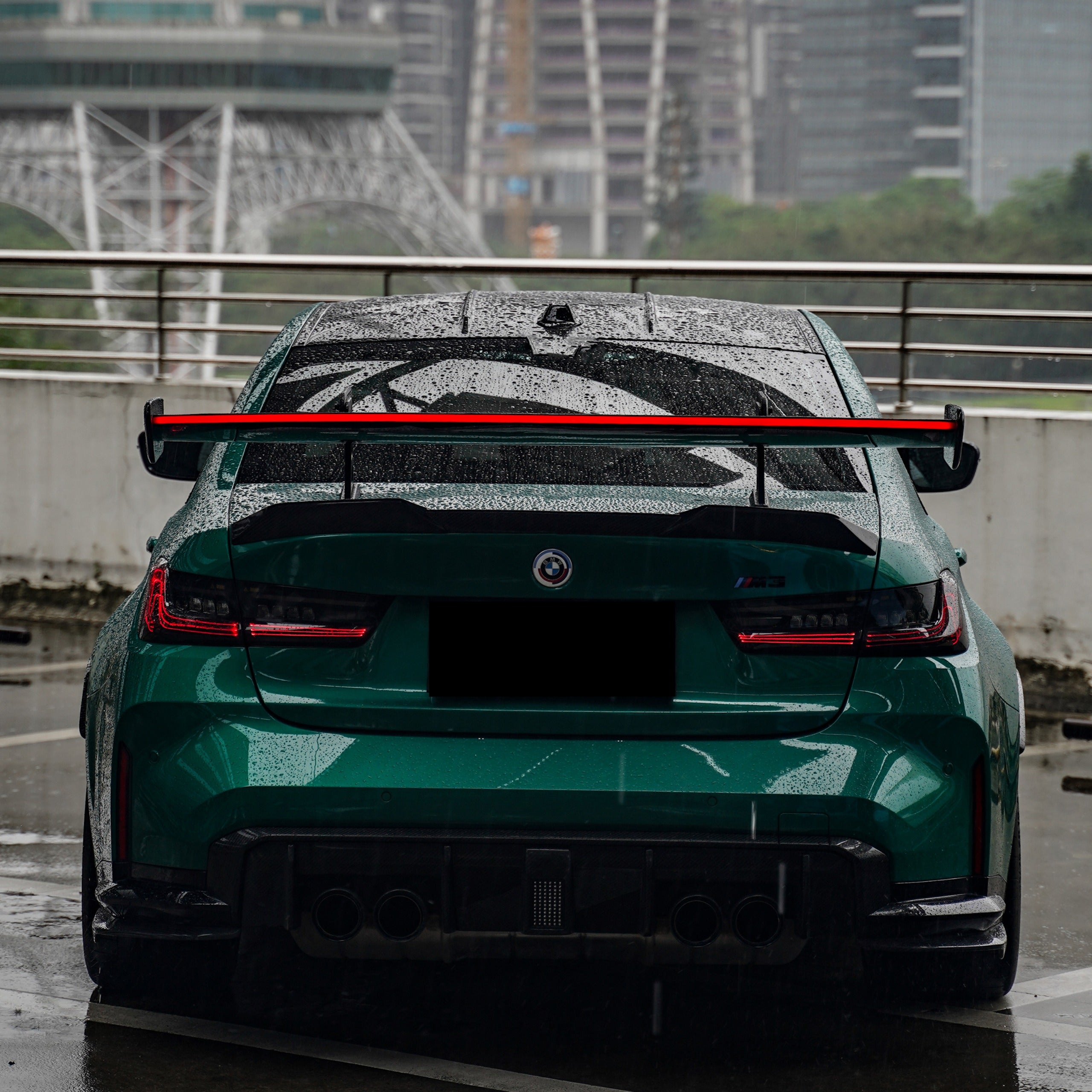 Prepreg Carbon Fiber LED Rear Trunk Swan NEck Wing - BMW G8X G80 M3 / G82 M4 / G87 M2