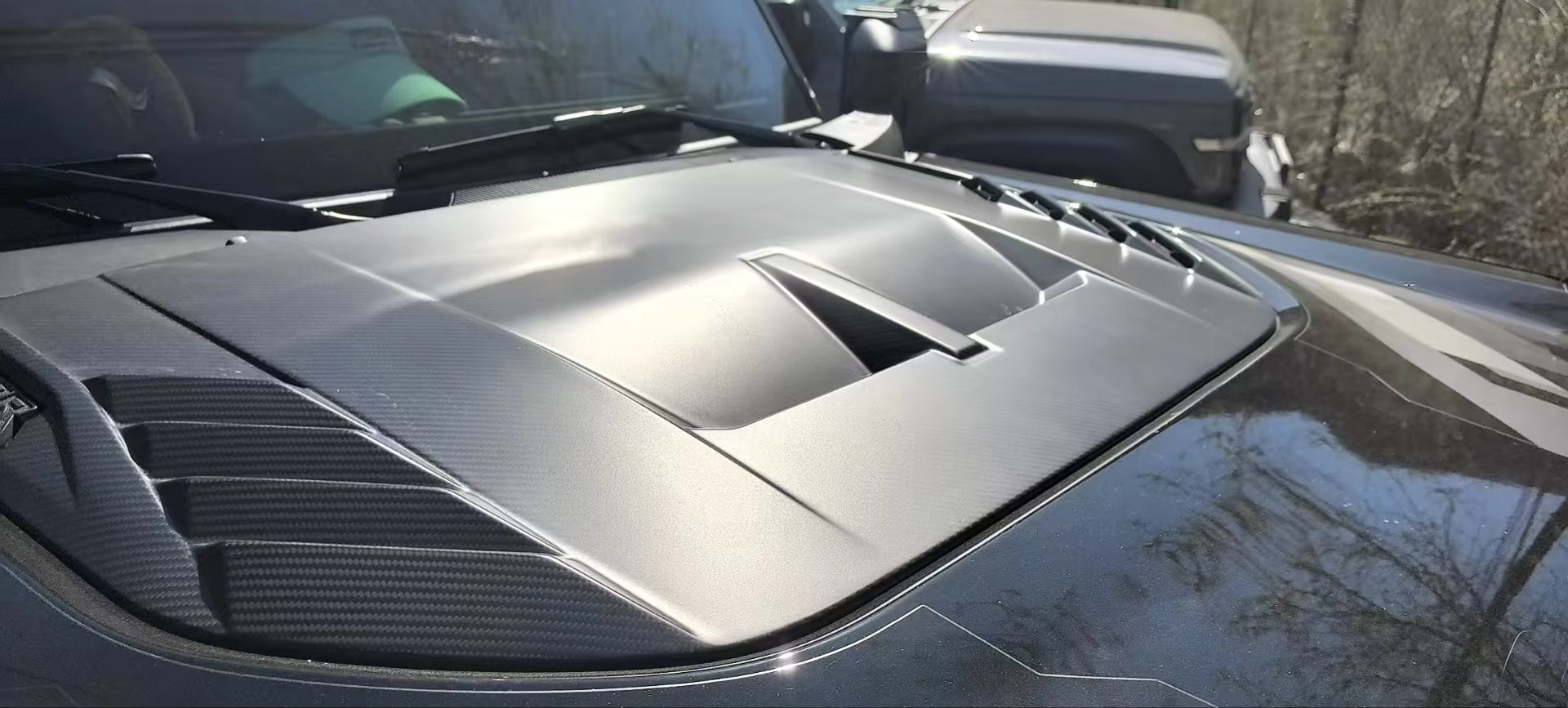 Carbon Fiber Car Front Engine Hood Engine Bonnet Cover Trim - Ford Bronco Raptor 2021 - 2024